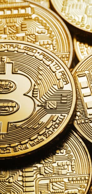 The Bitcoin Wallpapers Collection shows several gold coins with circuits, HD Phone Wallpaper