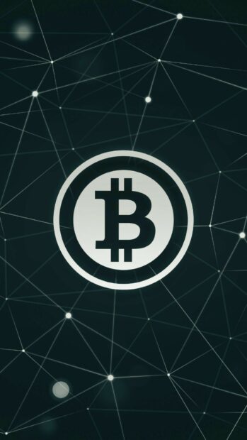The Bitcoin Wallpapers Collection logo appears on a digital network background, HD Phone Wallpaper