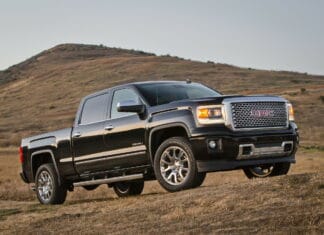 Black GMC Sierra truck with off road tires on dry field, HD Desktop Wallpaper