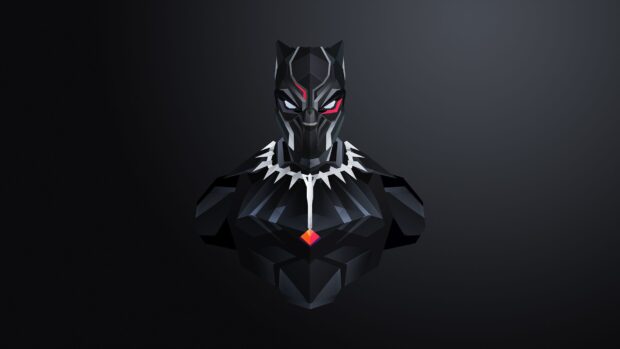 A geometric depiction of Black Panther with sharp angles and bold colors in Justin Maller Wallpapers, 2K Desktop Wallpaper
