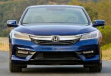 A blue Honda Accord is parked on a winding road with natural surroundings, HD Desktop Wallpaper