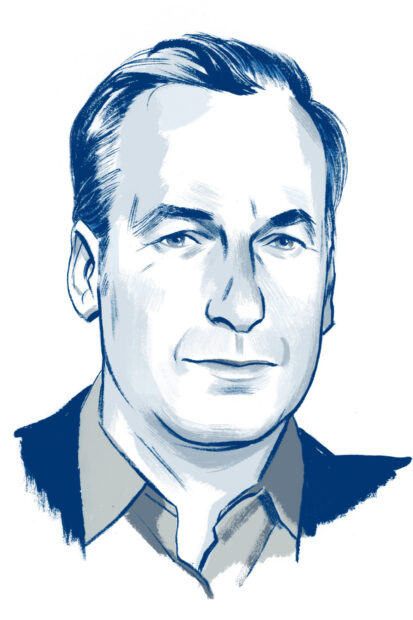 A detailed illustration of Bob Odenkirk with a serious expression, HD Mobile Wallpaper