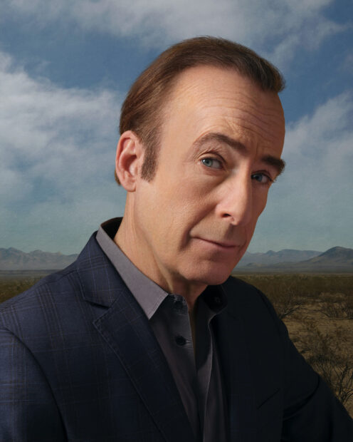 Bob Odenkirk gazes intently with a desert landscape behind him, HD Mobile Wallpaper