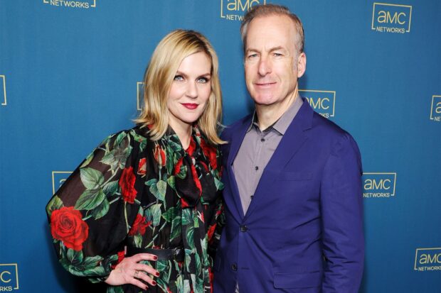 Bob Odenkirk with a woman posing together at an AMC Networks event, HD Desktop Wallpaper