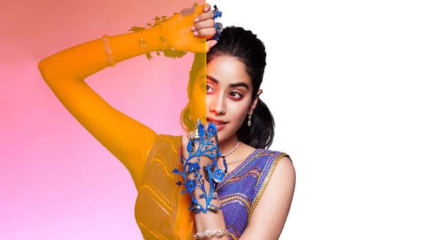 A Bollywood Wallpapers subject wearing colorful attire with a blue floral accessory, 4K Desktop Wallpaper
