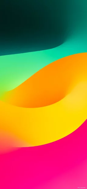 The abstract design shows bright colorful waves and smooth shapes for iPhone 17 wallpapers, 2K Mobile Wallpaper