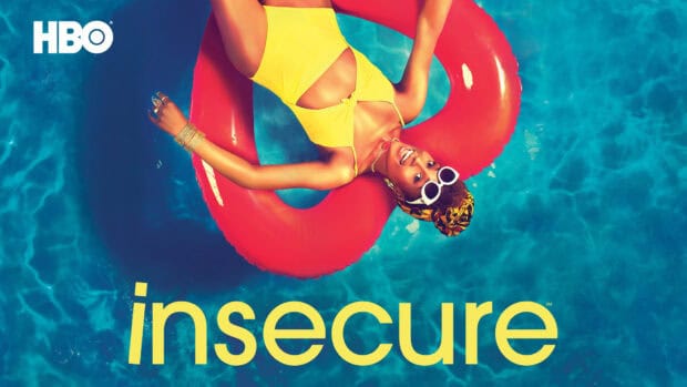 A woman in yellow swimsuit floats on a red ring in the pool, HD Desktop Wallpaper