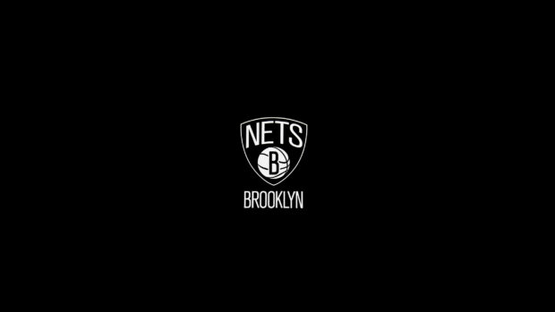 The Brooklyn Nets logo is centered on a black background, 2K Desktop Wallpaper