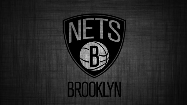 The Brooklyn Nets logo is displayed with a textured black background, HD Desktop Wallpaper