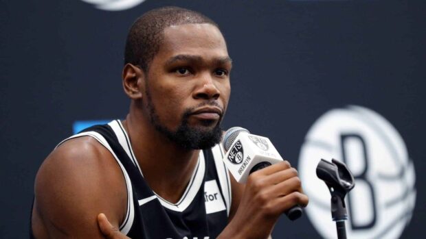 Brooklyn Nets Wallpapers show a player speaking at a press conference, HD Desktop Wallpaper