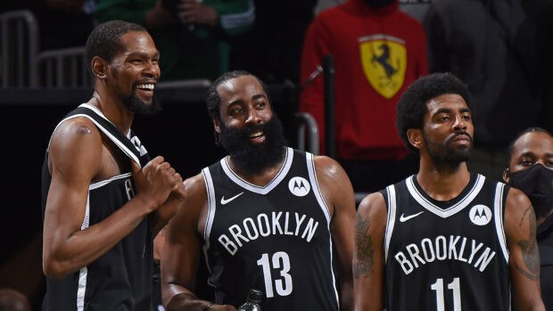 The Brooklyn Nets players are smiling during a game, HD Desktop Wallpaper
