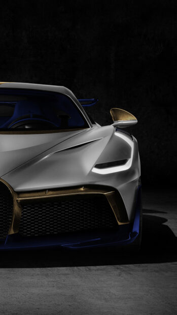 The front view of a Bugatti Divo with detailed headlights and grille, 4K Mobile Wallpaper