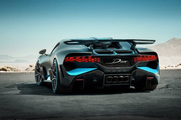 A Bugatti Divo is parked showing its rear and sporty features, 2K Desktop Wallpaper