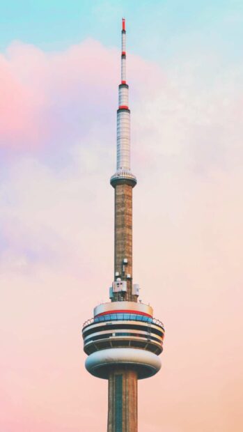 The CN Tower in Canada stands tall against a pastel sunset sky, HD Phone Wallpaper