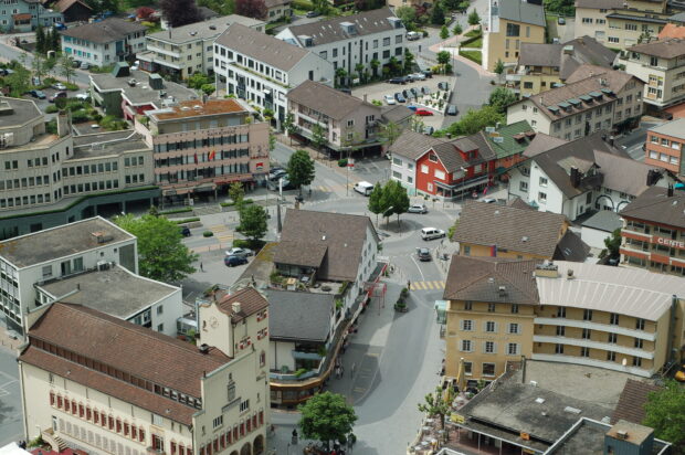 A charming town with buildings and streets captured in Liechtenstein wallpapers, 2K Desktop Wallpaper
