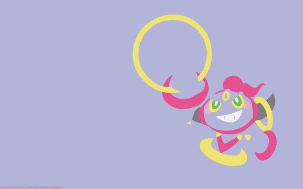 A colorful Hoopa character with rings on a purple background, HD Desktop Wallpaper