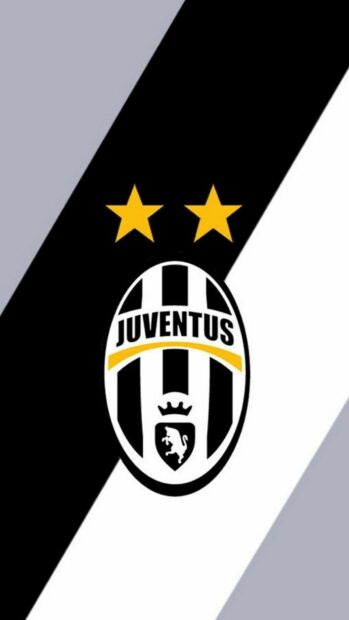 The image features the classic Juventus emblem with two stars above set on black and white stripes, HD Phone Wallpaper