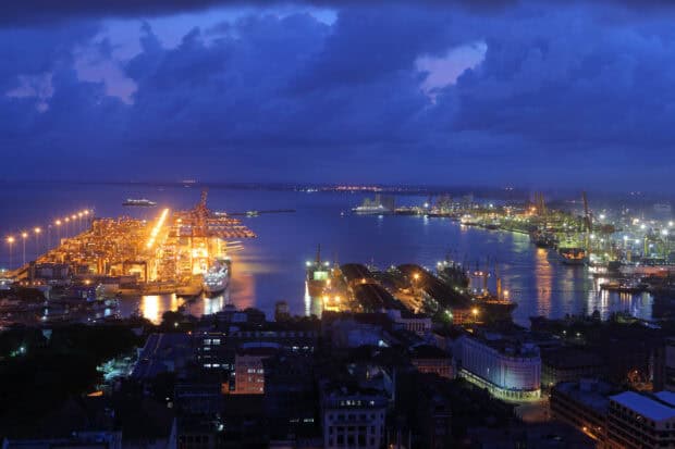 The Colombo Sri Lanka Wallpapers city lights reflect beautifully over the water at night, HD Desktop Wallpaper