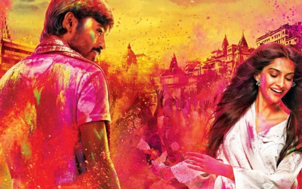 A vibrant scene from Bollywood Wallpapers with colorful powder and festive joy, HD Desktop Wallpaper