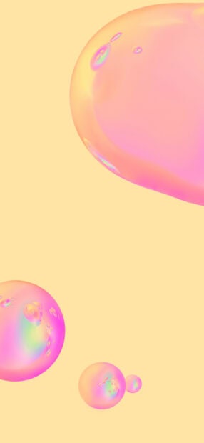 Colorful holographic bubbles float against a soft pastel background with light reflections, HD Mobile Wallpaper