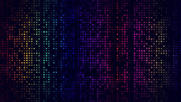 A vibrant pattern of colorful pixels forms a digital backdrop with vertical lines, 4K Desktop Wallpaper