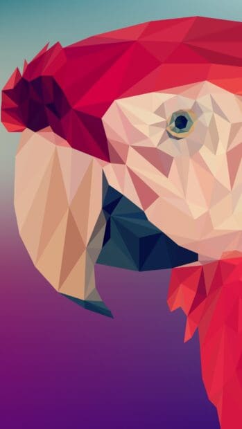 A polygonal parrot with vibrant facets fills the image in rich colors, 2K Mobile Wallpaper