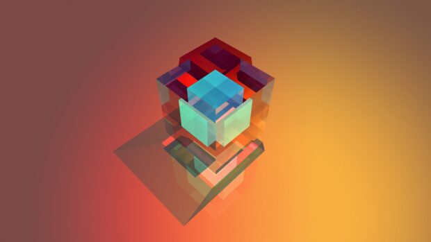 A digital artwork of colorful transparent cubes stacked in an abstract formation, 2K Desktop Wallpaper