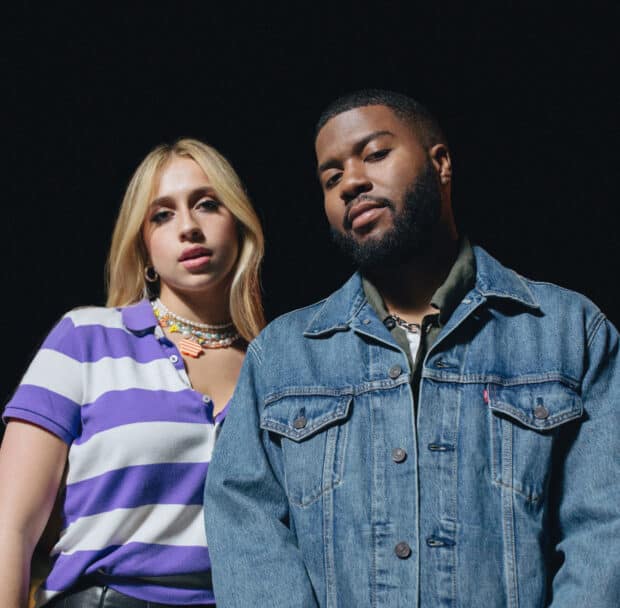 Tate Mcrae stands beside a man wearing a denim jacket in this portrait, HD Phone Wallpaper