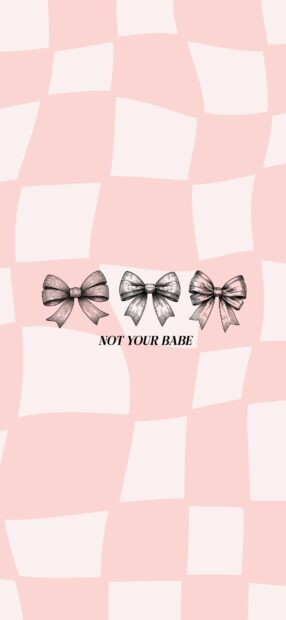 A pink patterned background with three detailed black and white bows and the phrase Not Your Babe, HD Phone Wallpaper