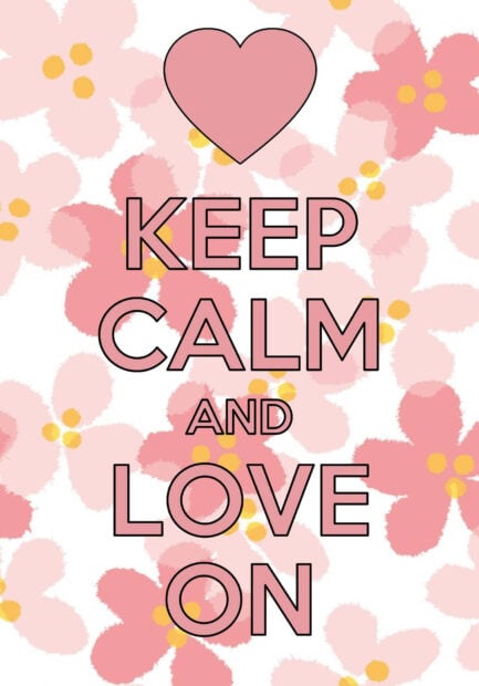 A pink heart and floral design illustrate cool girly wallpapers on this artistic print, HD Mobile Wallpaper