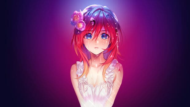 A girl with vibrant hair and flowers is featured in cool girly wallpapers, 4K Desktop Wallpaper