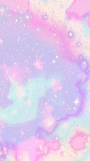 A cool girly HD wallpapers 4K featuring pastel galaxy colors and sparkling stars, HD Mobile Wallpaper