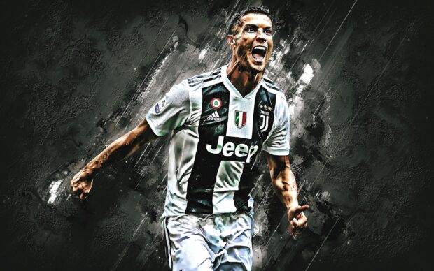 Cristiano Ronaldo is celebrating a goal while wearing Juventus jerseys in the artwork, 2K Desktop Wallpaper