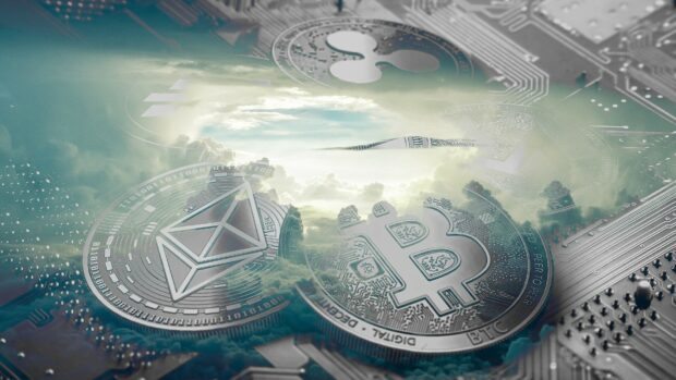 Ethereum and Bitcoin tokens appear, HD Desktop Wallpaper
