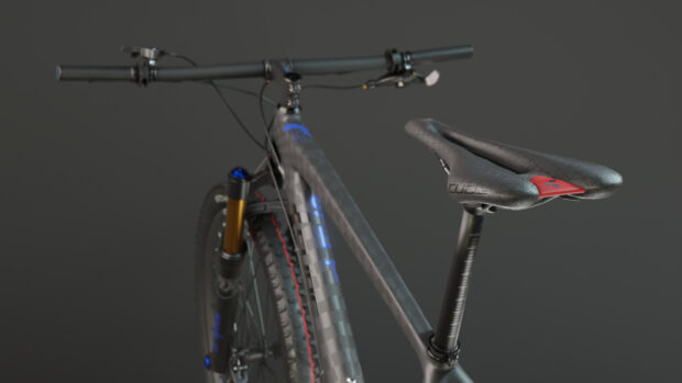 A close up view of Cube Bikes details on the frame and seat, HD Desktop Wallpaper
