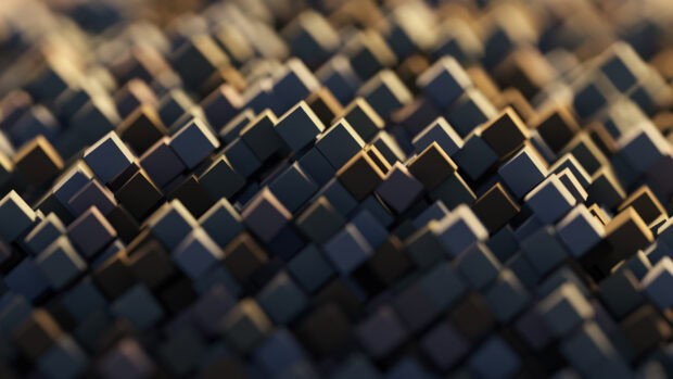 Dark abstract cube patterns with light reflections create a dynamic view, 4K Desktop Wallpaper