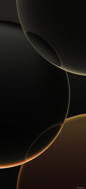 Dark abstract spheres with glowing edges are shown in this iPhone 17 Wallpapers design, 2K iPhone Wallpaper