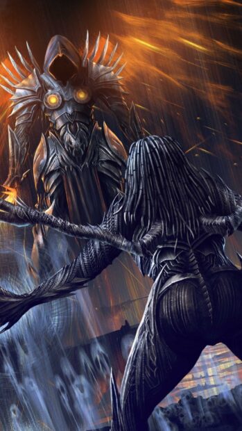 Two armored warriors face off in an epic battle scene from Heroes Of The Storm, HD Phone Wallpaper