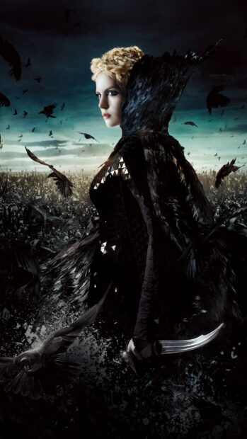 A fierce character stands with a dagger surrounded by ravens and an army, 2K Phone Wallpaper