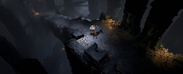 A dark warrior holds an axe while exploring ancient ruins in Diablo Iv Wallpapers, 4K Desktop Wallpaper