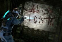 A Dead Space character aims a weapon at a wall with the words  Call of Help  written in blood, HD Desktop Wallpaper