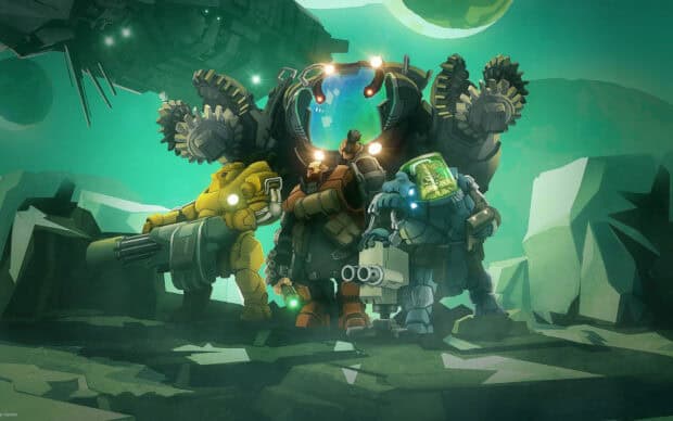 The Deep Rock Galactic team stands ready for a mission in an alien environment, HD Desktop Wallpaper