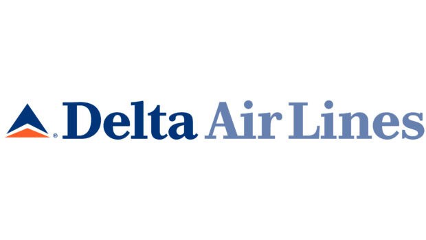 The Delta Air Lines logo features a red and blue triangular symbol with the company name in blue text, 4K Desktop Wallpaper