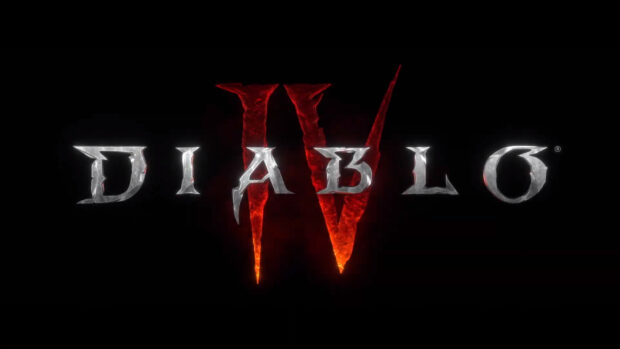 The Diablo Iv logo glows with fiery red and silver on a black background, HD Desktop Wallpaper