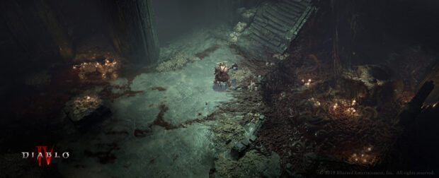 A warrior faces danger in a dark and eerie dungeon in Diablo Iv wallpapers, 4K Desktop Wallpaper