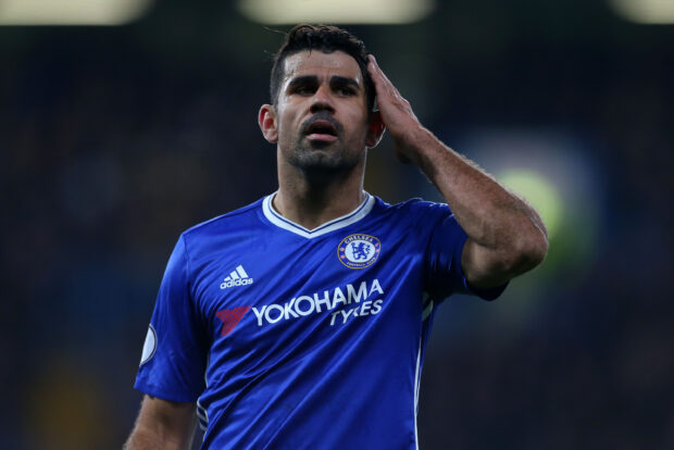 Diego Costa is shown in a Chelsea football jersey during a match, 2K Desktop Wallpaper