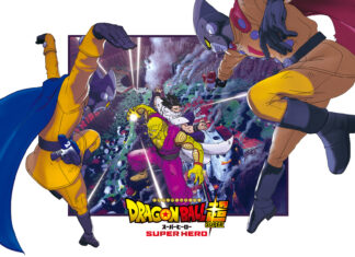 The Dragon Ball Super Super Hero characters fight fiercely over a village, HD Desktop Wallpaper