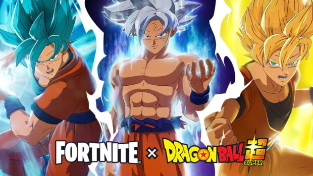 Three Dragon Ball Super Super Hero characters prepare for battle with energy, HD Desktop Wallpaper