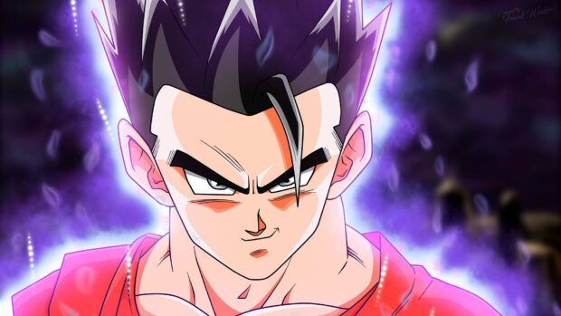 Gohan surrounded by purple aura in action scene, HD Desktop Wallpaper
