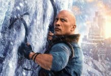 Dwayne Johnson climbing a snowy mountain with ice tools in a winter landscape, 4K Desktop Wallpaper